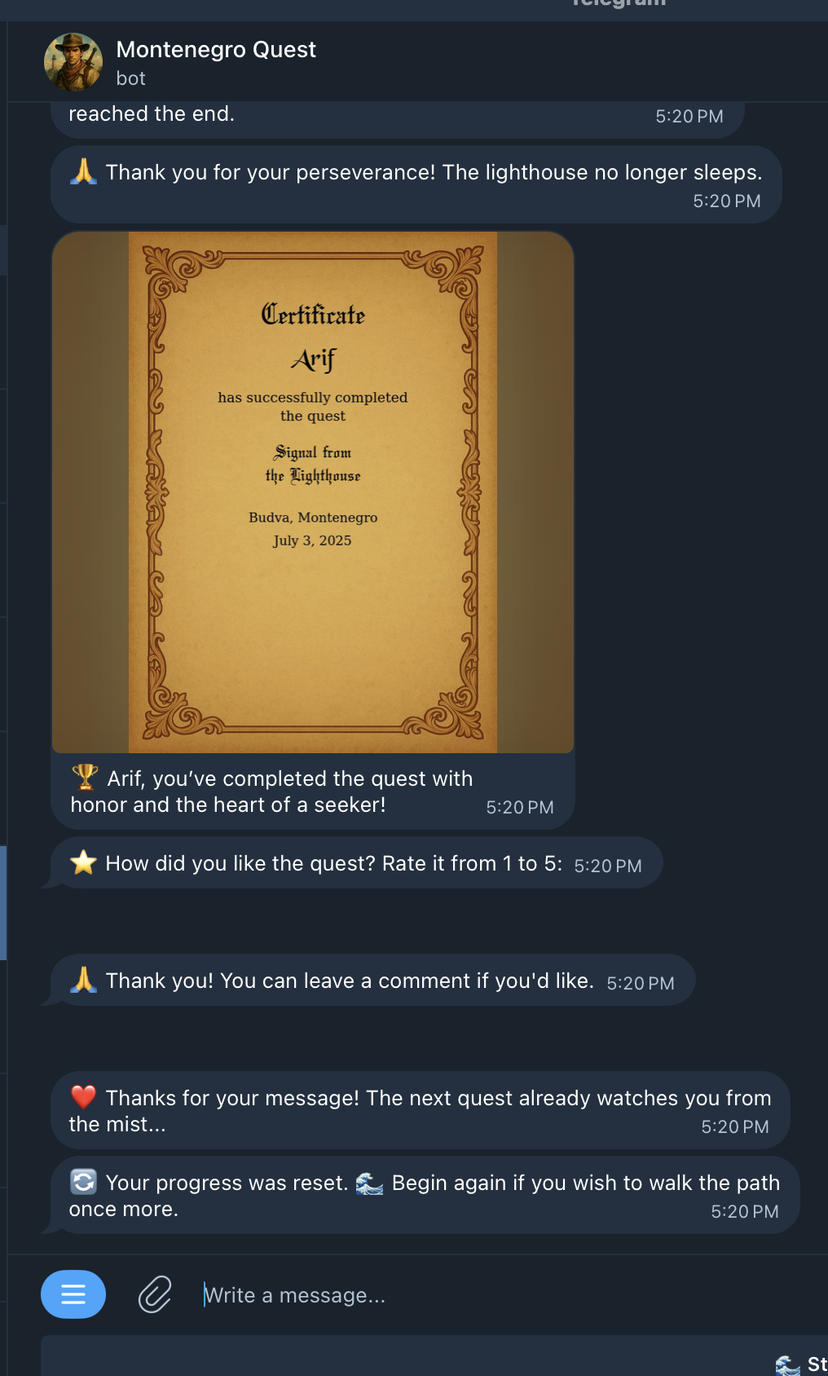 Montenegro Quest Bot